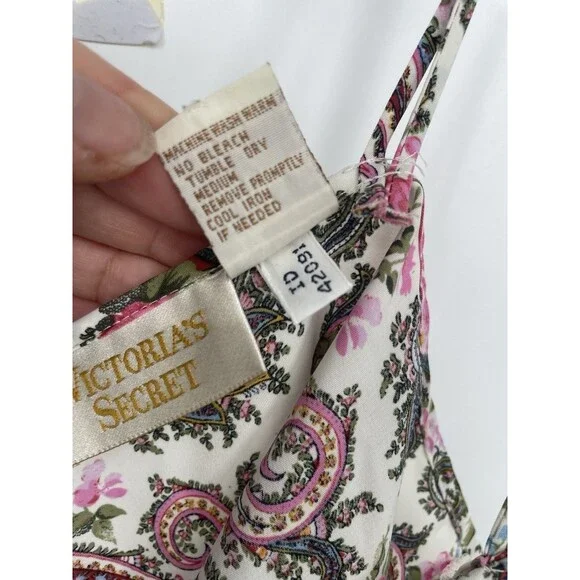 VTG 90s Gold Label Victoria's Secret Lace Floral Slip Satin Dress Lingerie - Picture 6 of 11